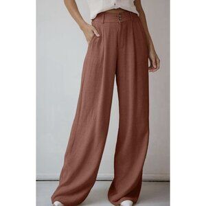 Dokotoo Women’s Linen Pants Casual Loose Wide Leg 2XL Size High Waist Zipper
